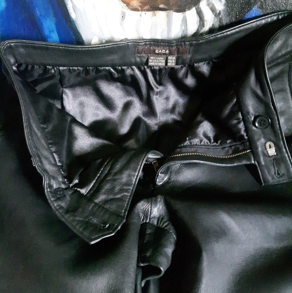 Zara Men's Black Leather Pants